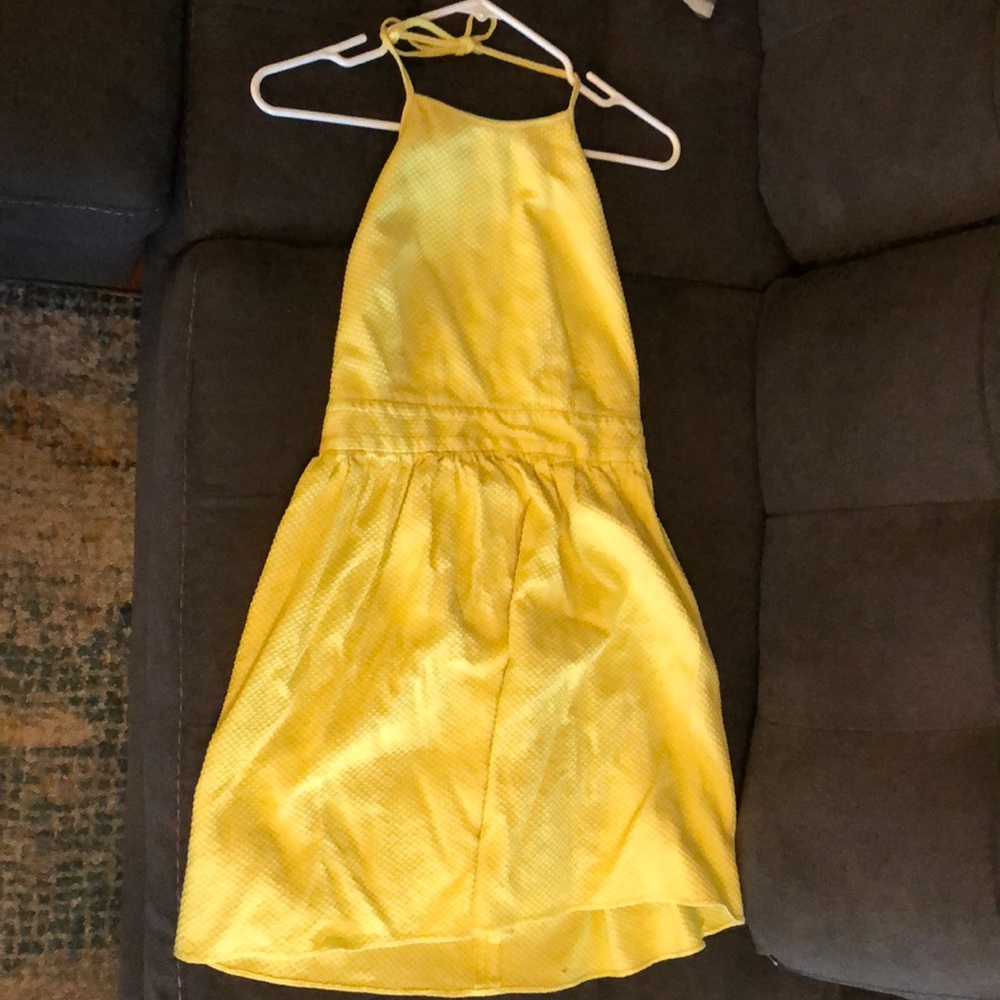 Yellow halter contrarian dress